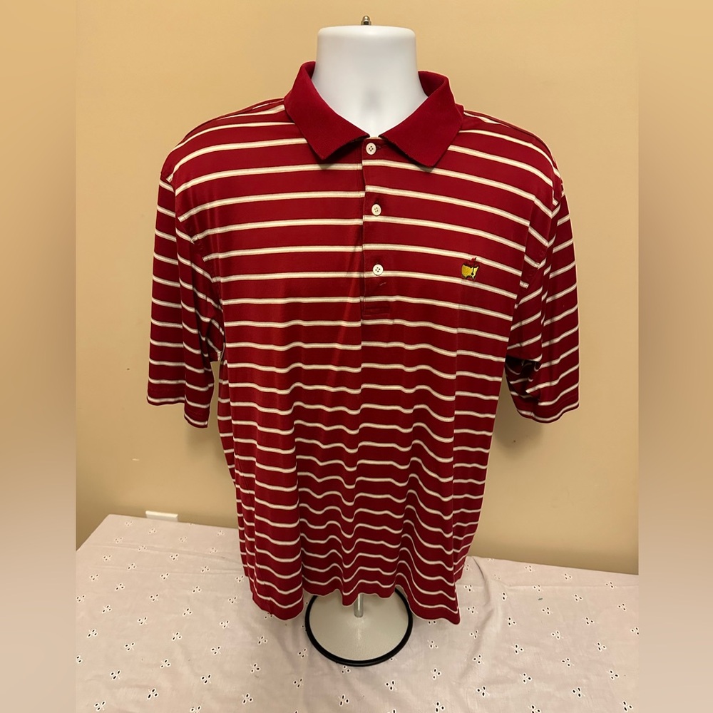 Masters Polo By Augusta National  100% Cotton Red Large W/ Small Spot On Sleeve